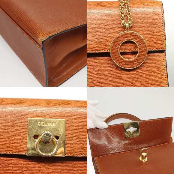 CELINE Hand Bag Leather Brown Gold - Picture 11 of 13